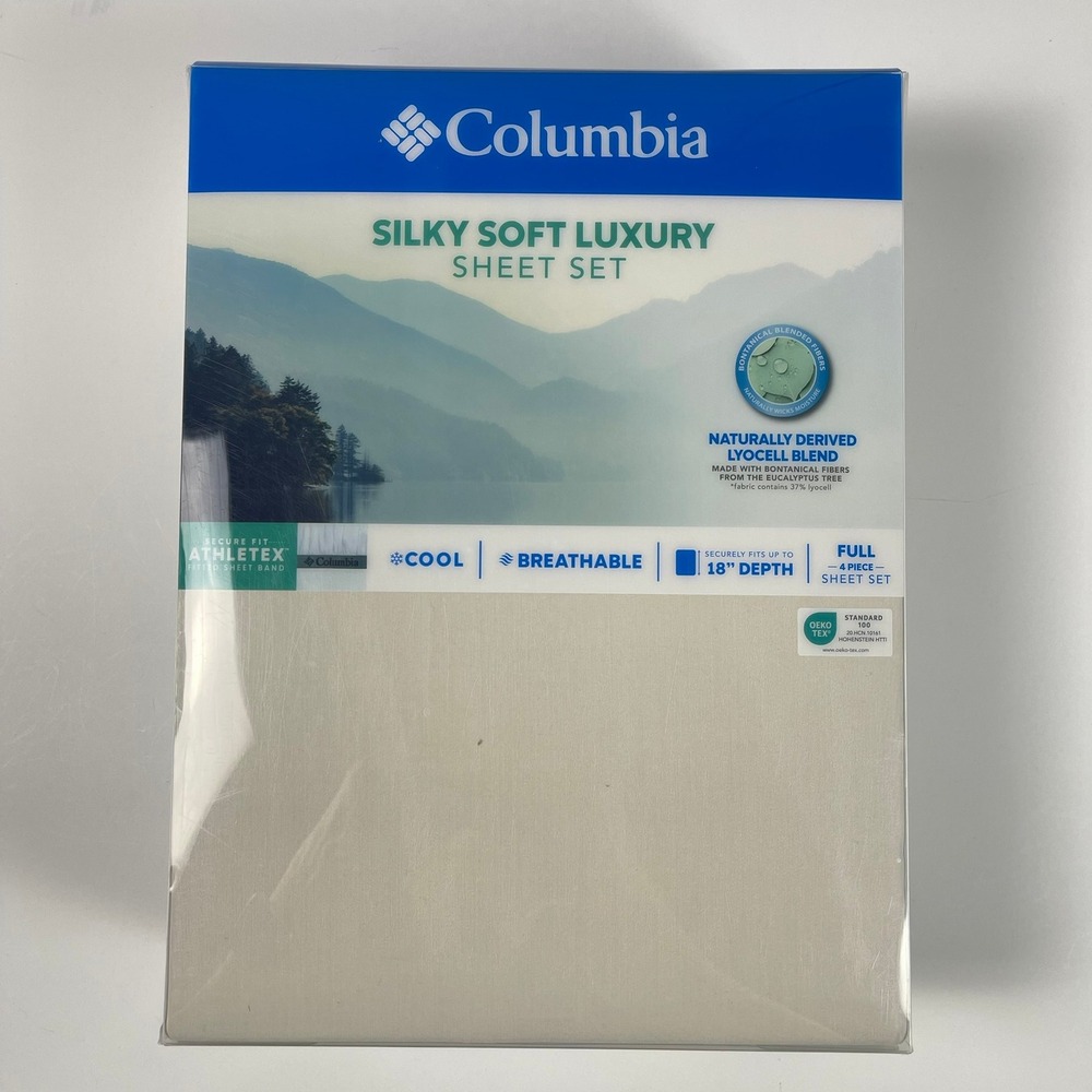 Columbia Silky Soft Luxury Full Sheet Set 4pc Lyocell Blend Beige Khaki 18in DP
